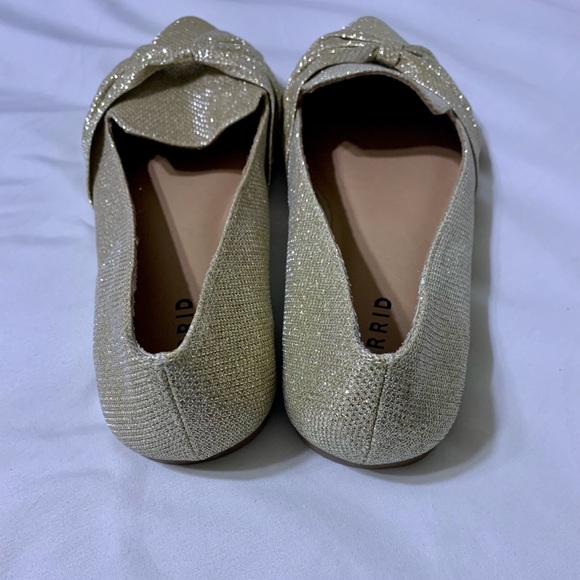 Torrid Gold Shimmer Bow Pointed Toe Loafer - Picture 2 of 4